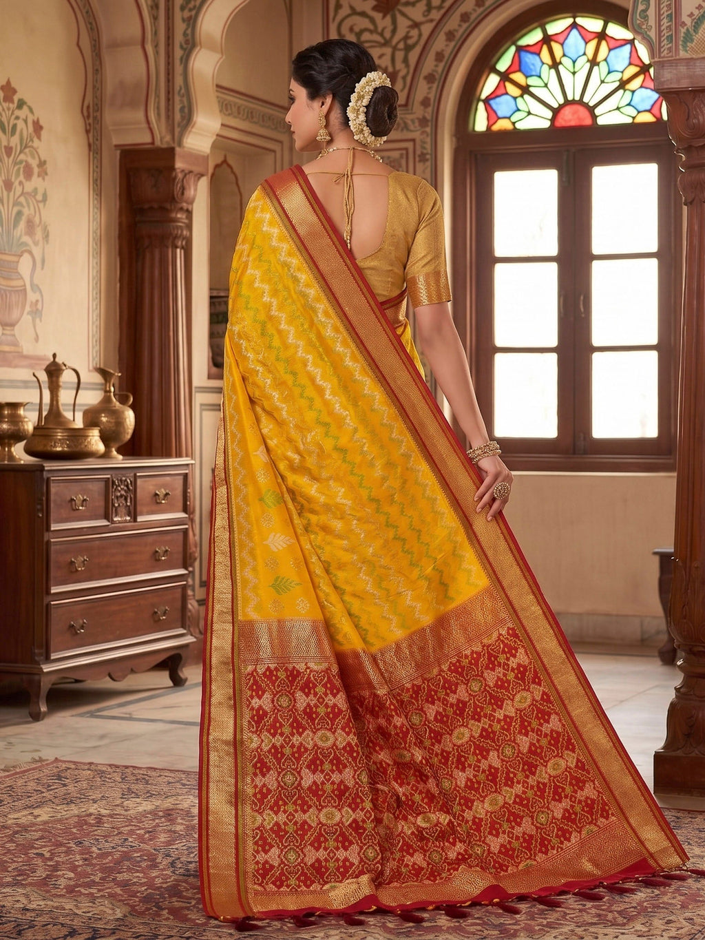 Mustard Woven Design Art Silk Kanjivaram Saree