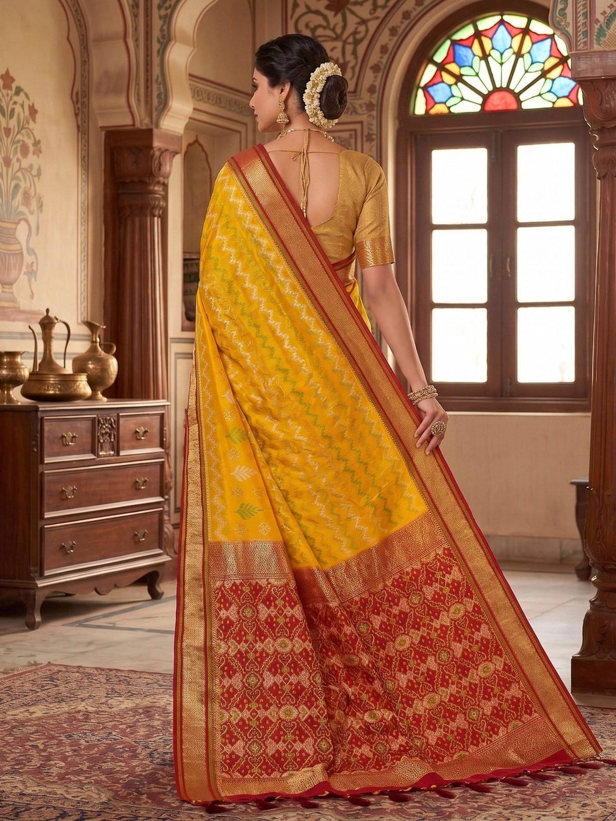 Mustard Woven Design Art Silk Kanjivaram Saree