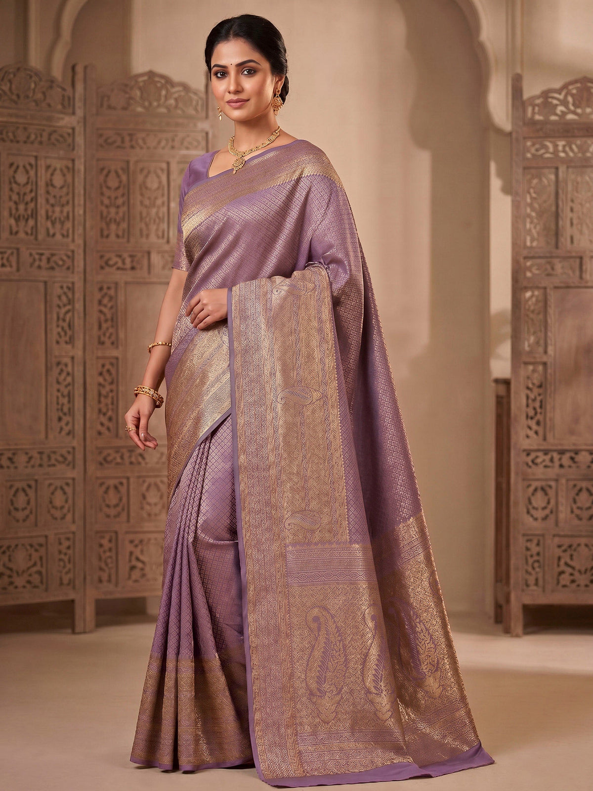 Pink Woven Design Art Silk Kanjivaram Saree