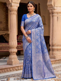 Royal Blue Woven Design Art Silk Kanjivaram Saree