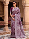 Wine Woven Design Art Silk Kanjivaram Saree