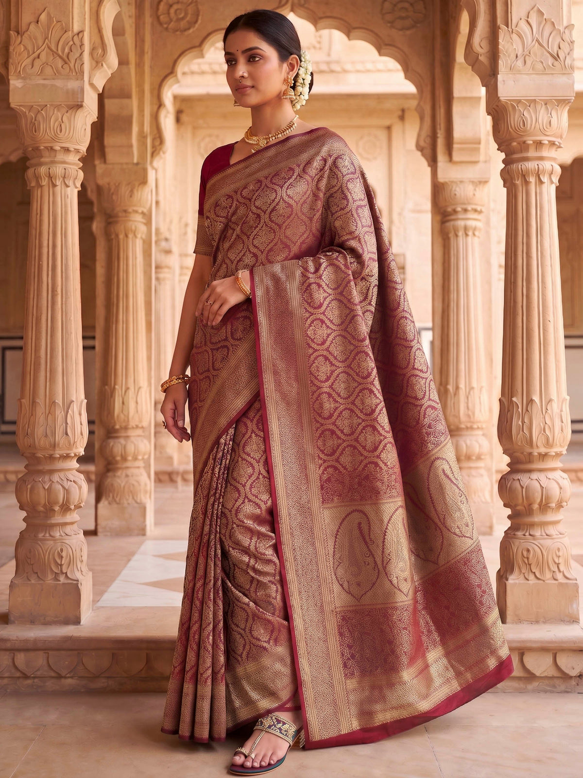 Red Woven Design Art Silk Kanjivaram Saree