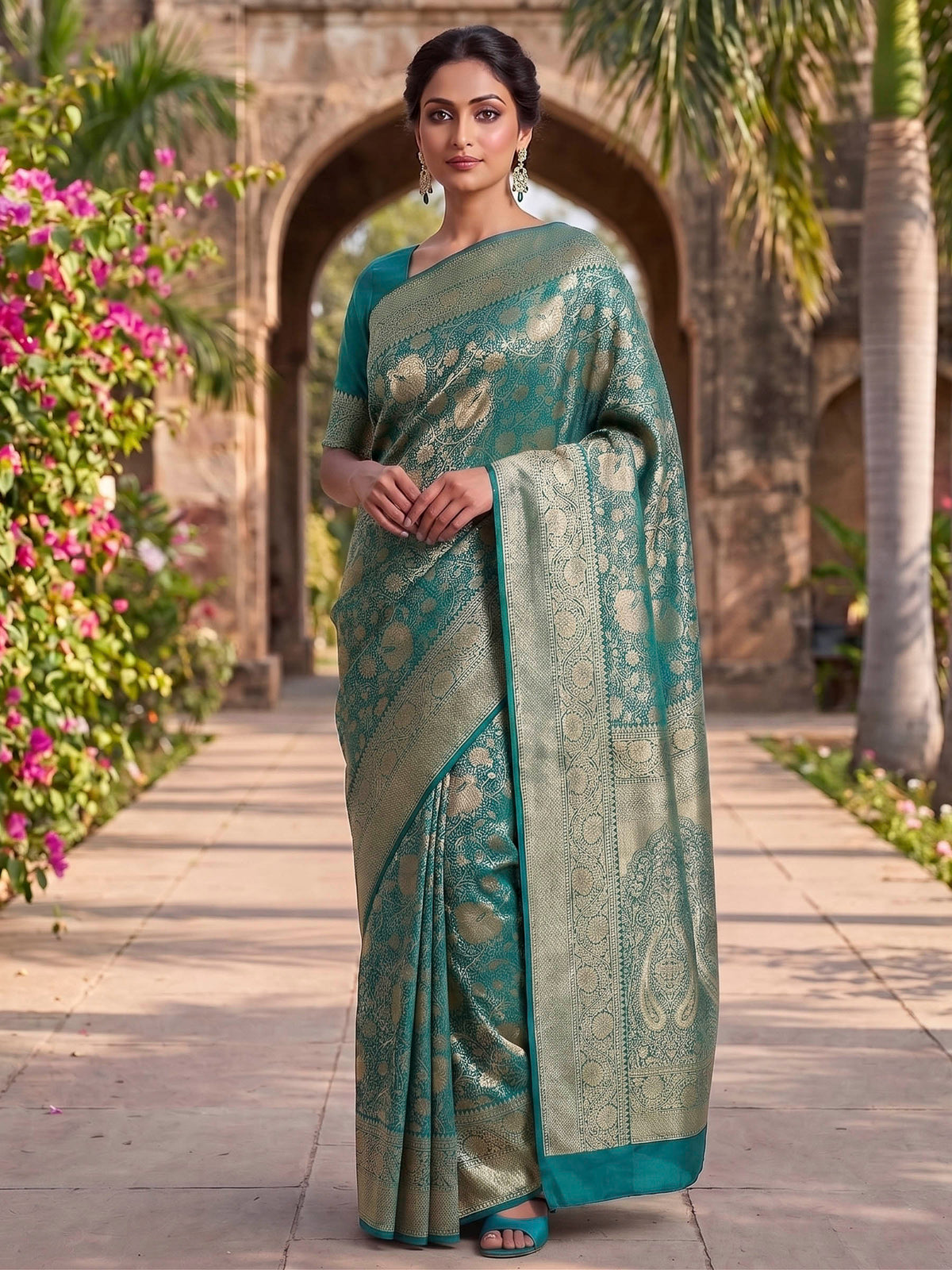 Blue Woven Design Art Silk Kanjivaram Saree