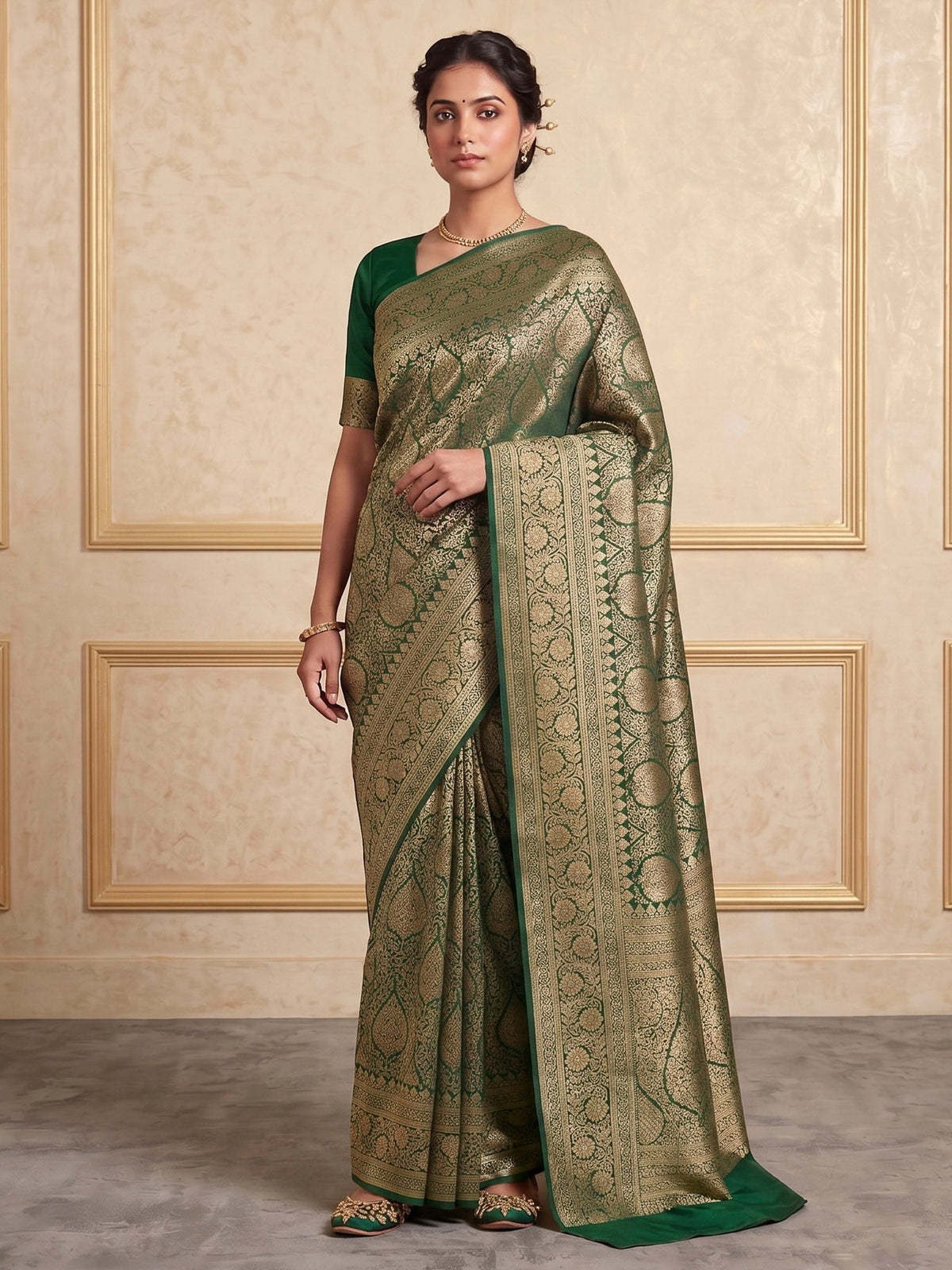 Green Woven Design Art Silk Kanjivaram Saree