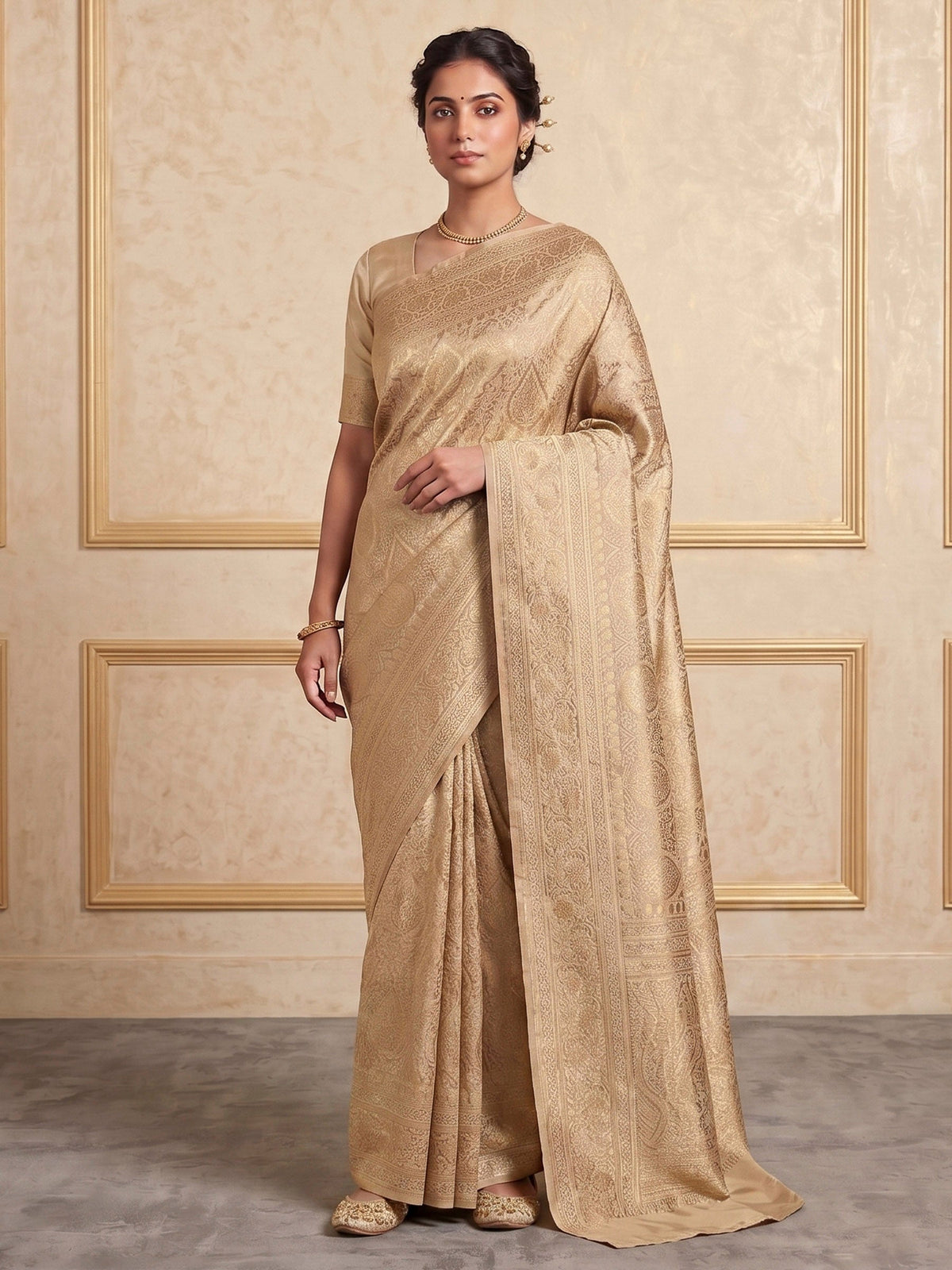Off White Woven Design Art Silk Kanjivaram Saree