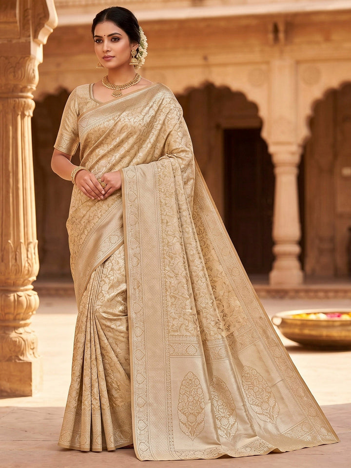 Beige Woven Design Art Silk Kanjivaram Saree