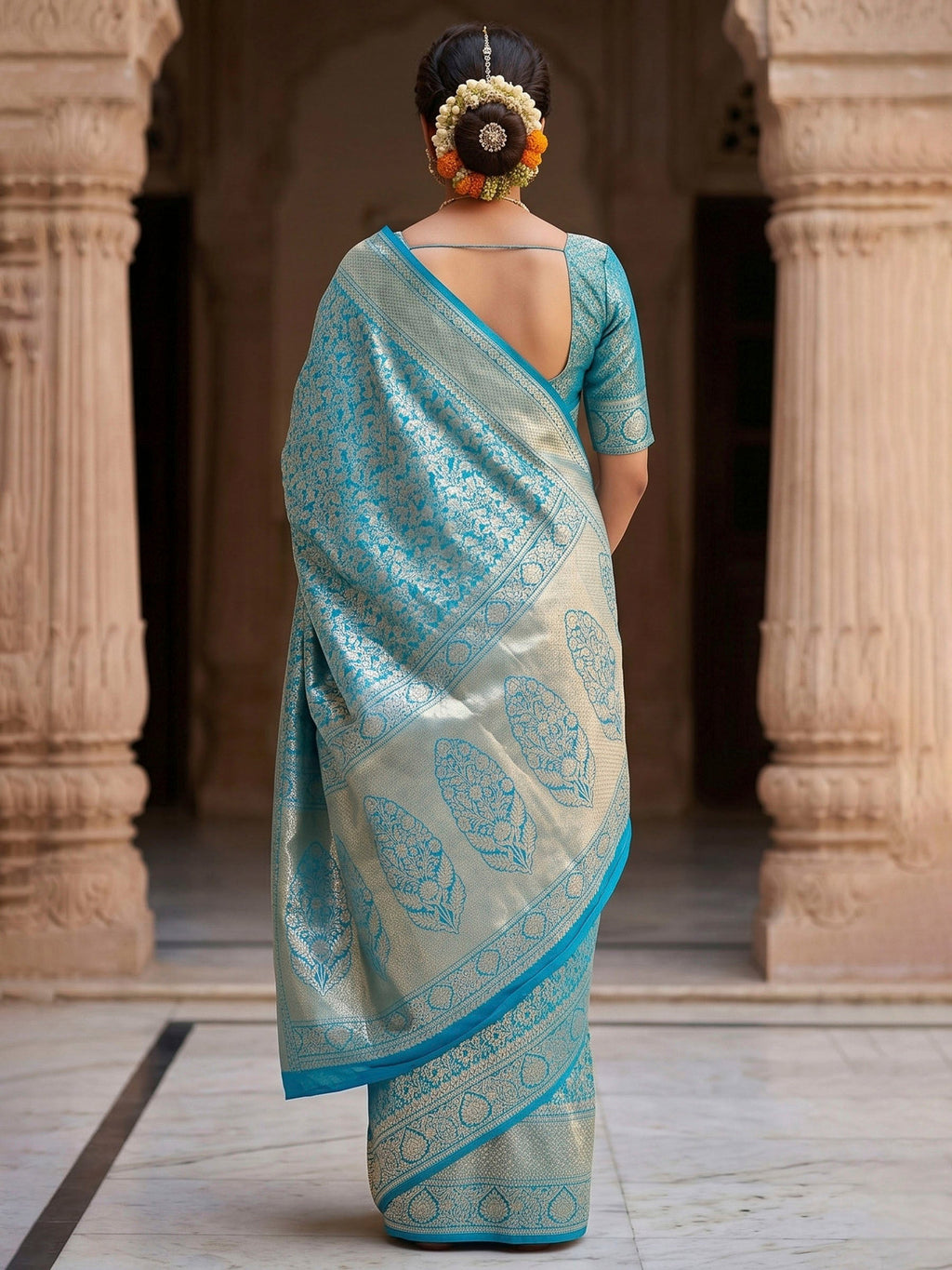 Firozee Woven Design Art Silk Kanjivaram Saree