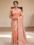 Peach Woven Design Art Silk Kanjivaram Saree