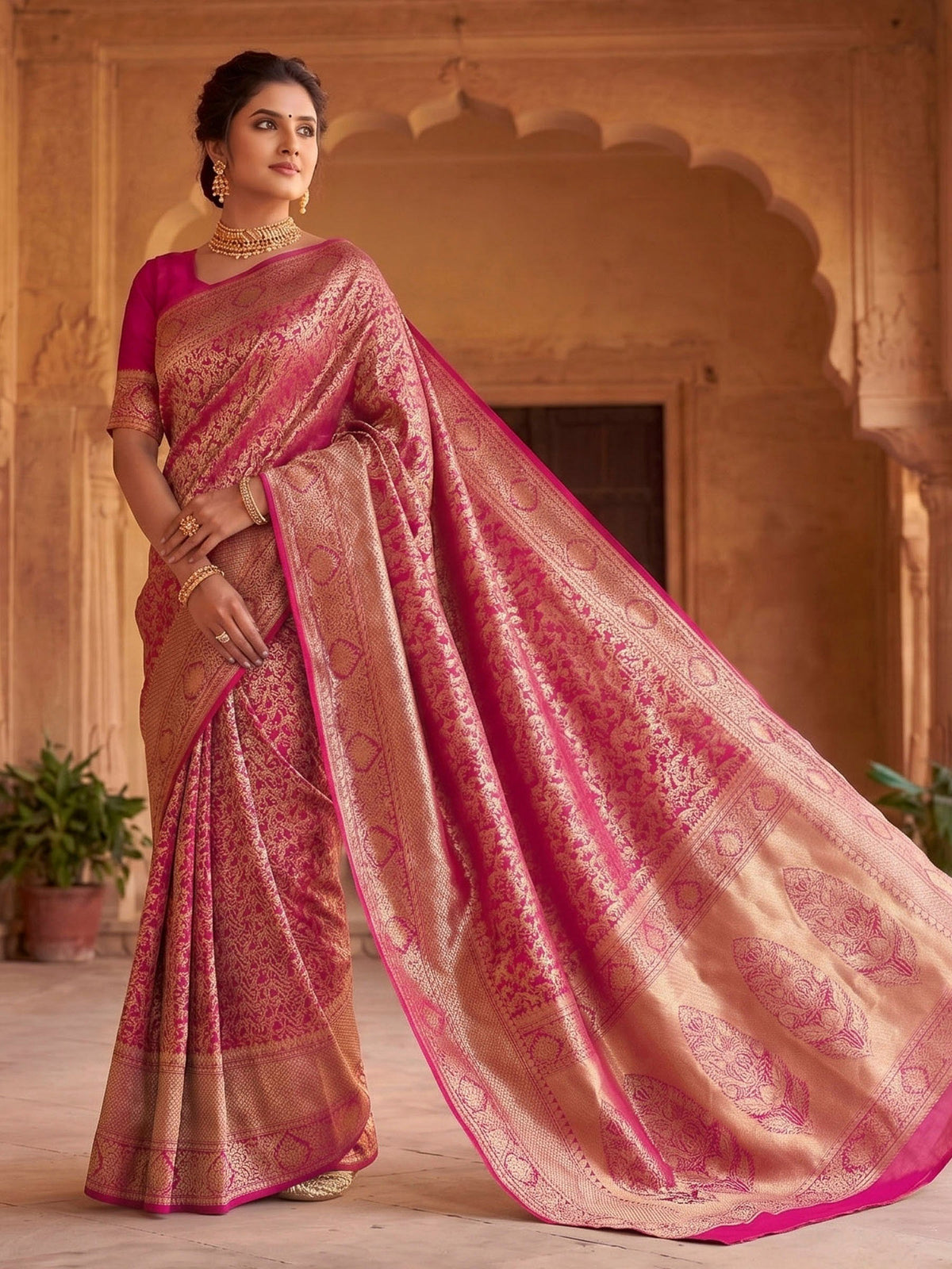 Rani Woven Design Art Silk Kanjivaram Saree