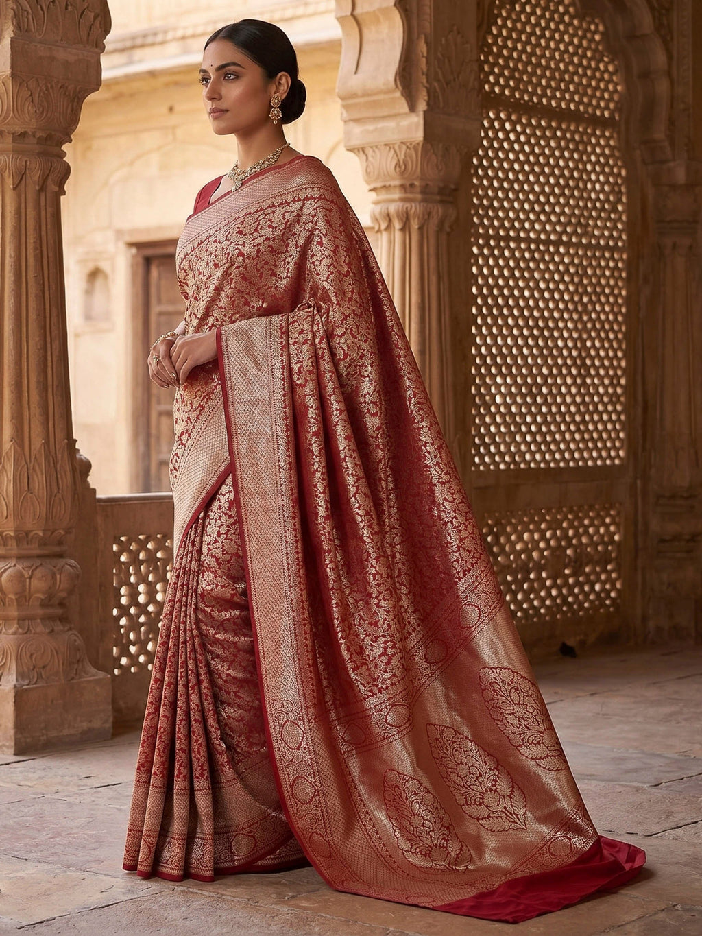 Red Woven Design Art Silk Kanjivaram Saree