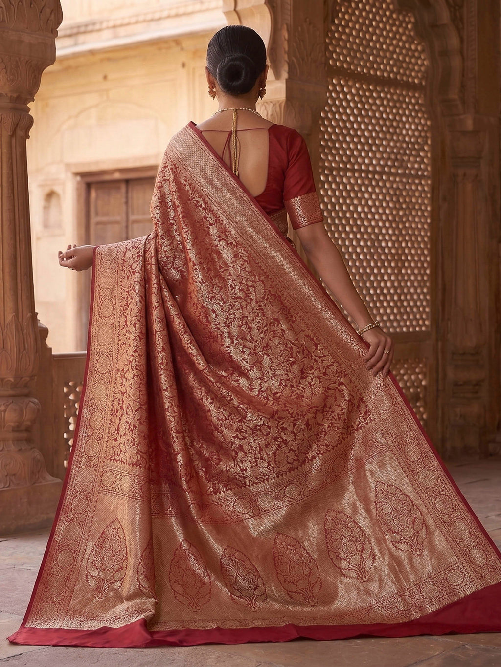 Red Woven Design Art Silk Kanjivaram Saree
