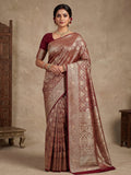 Maroon Woven Design Art Silk Kanjivaram Saree
