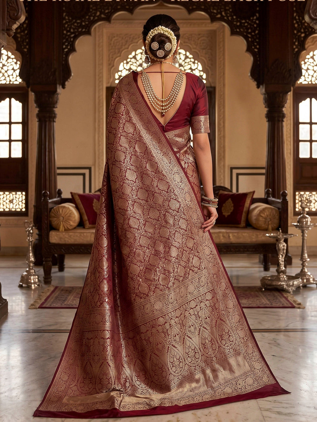 Maroon Woven Design Art Silk Kanjivaram Saree