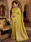 Olive Green Woven Design Art Silk Kanjivaram Saree