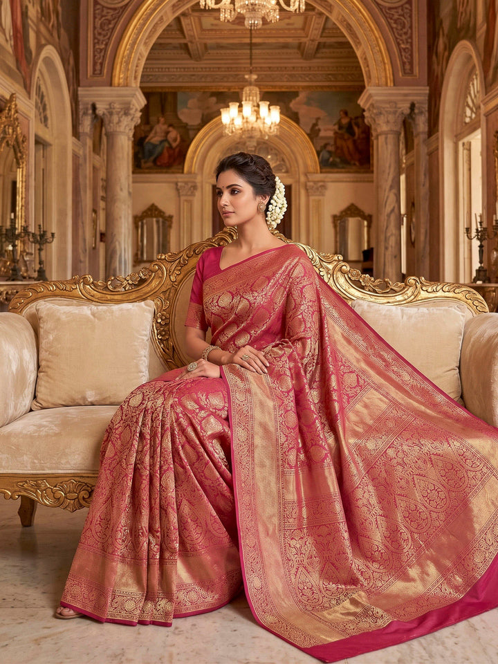 Pink Woven Design Art Silk Kanjivaram Saree