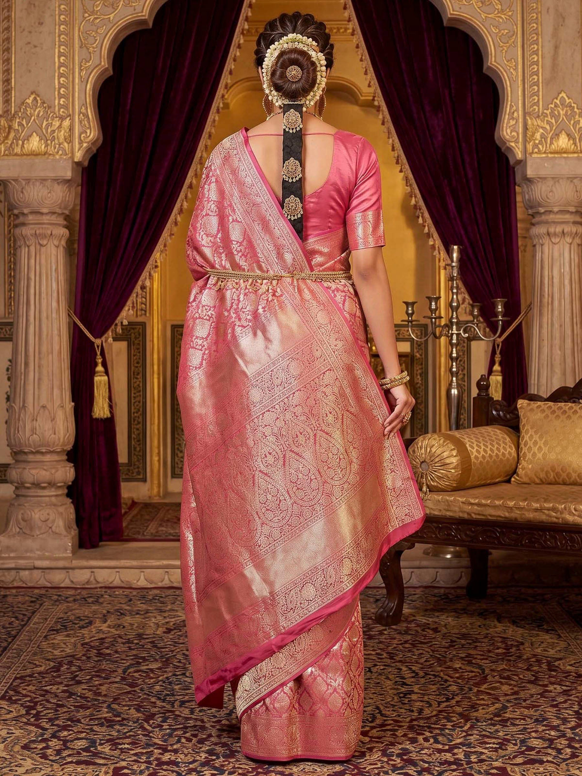 Pink Woven Design Art Silk Kanjivaram Saree