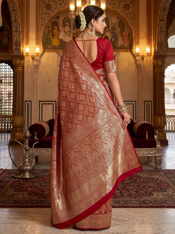 Red Woven Design Art Silk Kanjivaram Saree