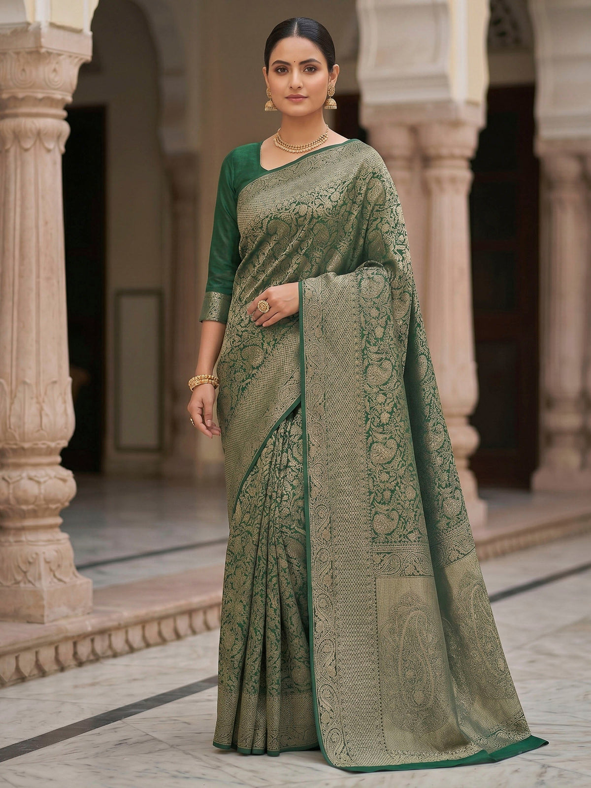 Green Woven Design Art Silk Kanjivaram Saree