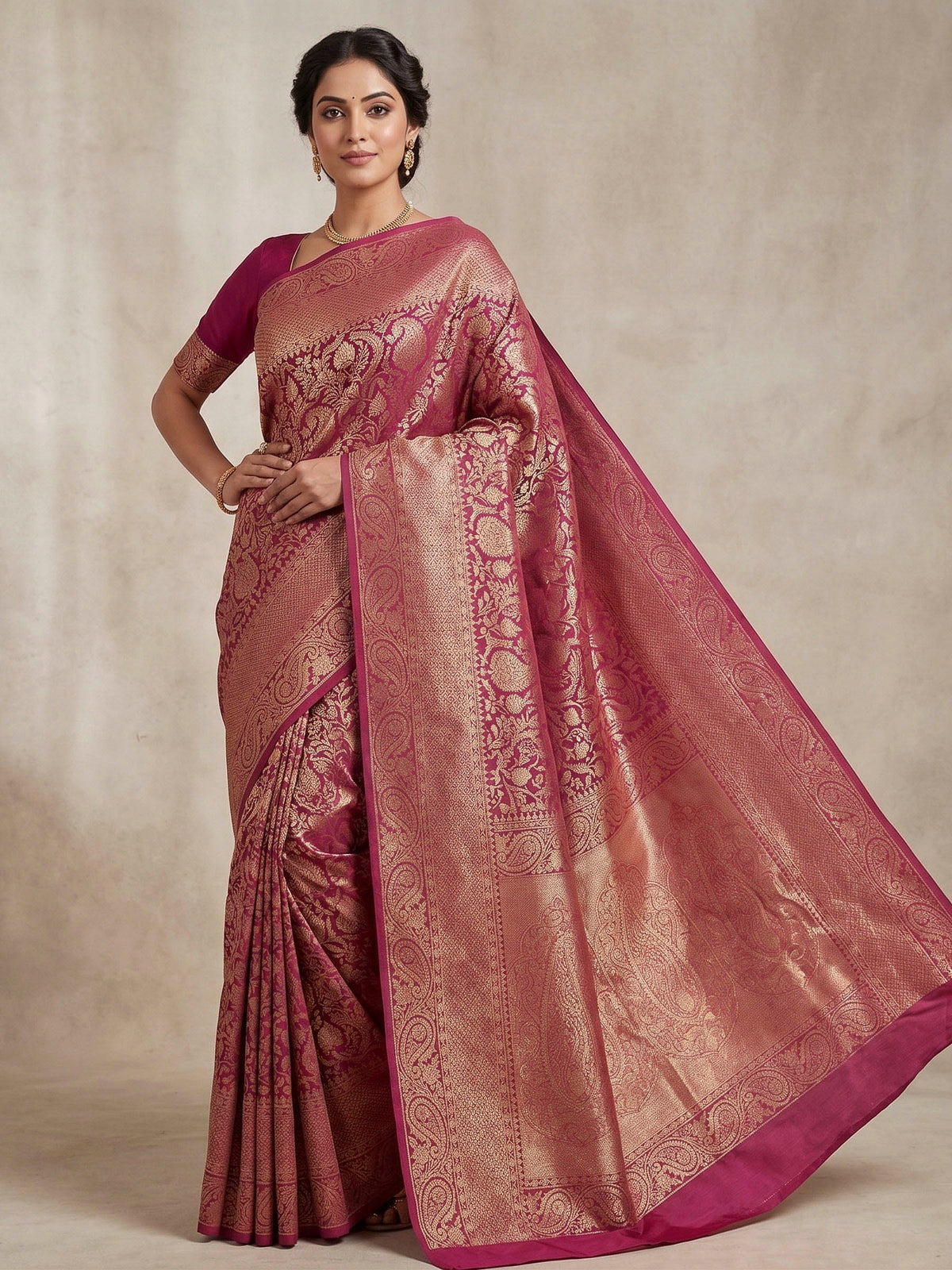 Lavender Woven Design Art Silk Kanjivaram Saree