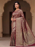 Maroon Woven Design Art Silk Kanjivaram Saree