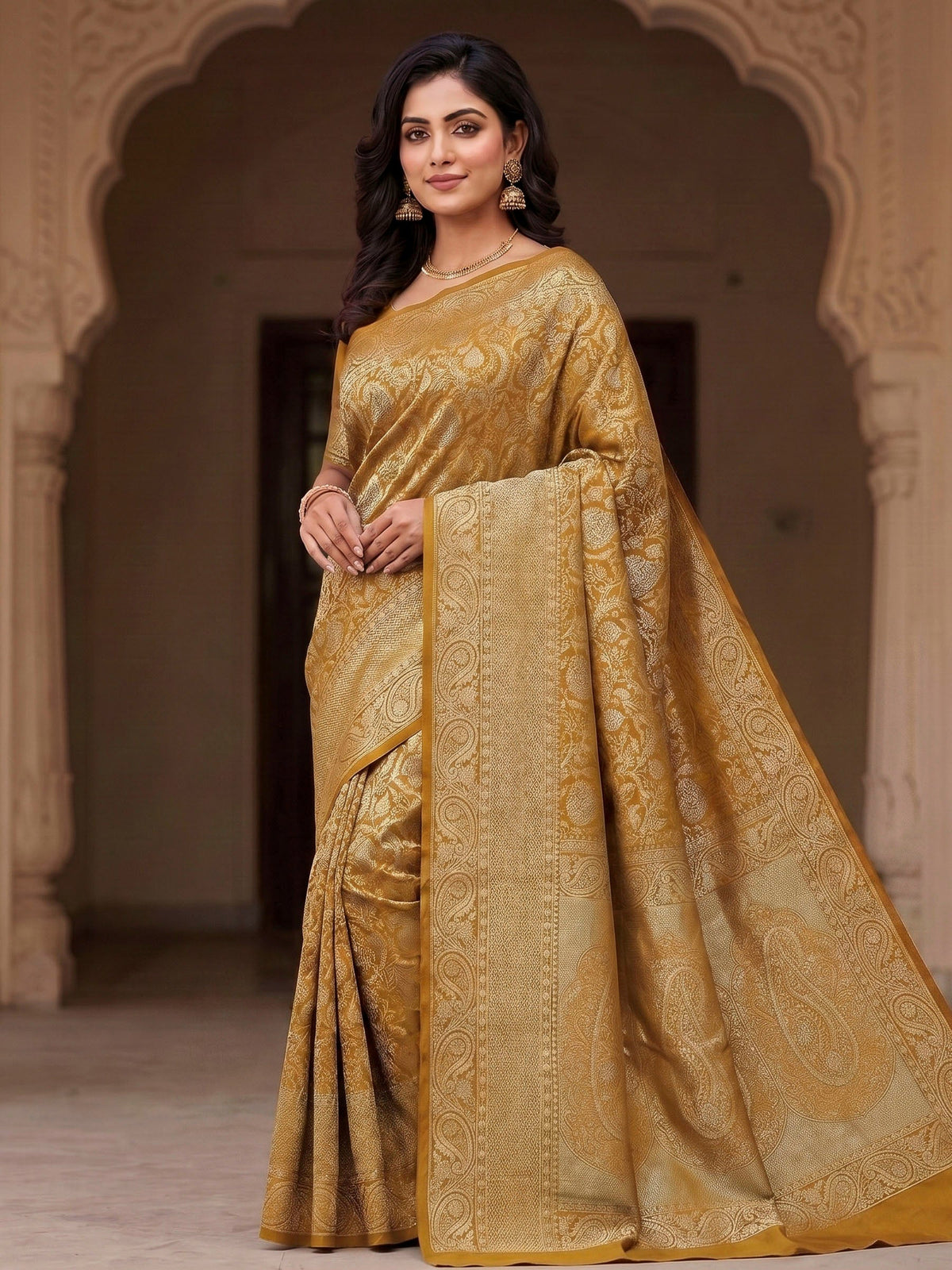Yellow Woven Design Art Silk Kanjivaram Saree