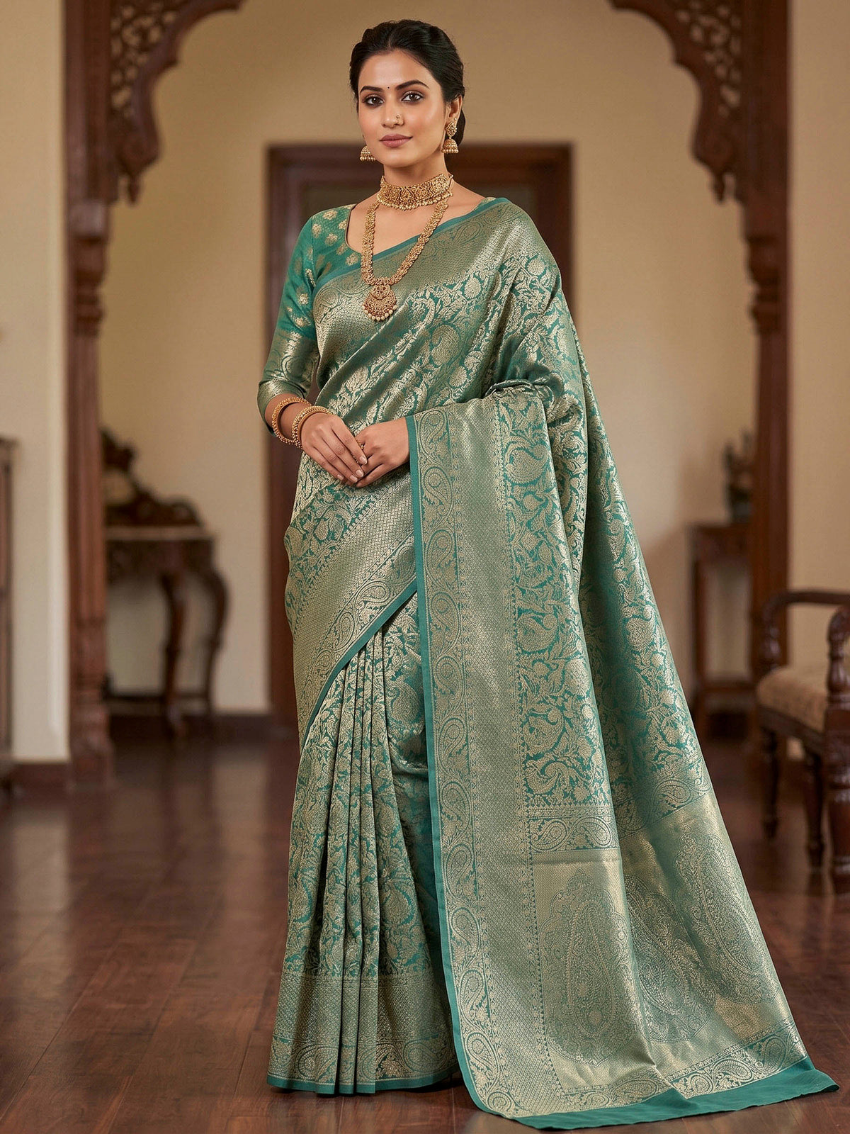 Light Green Woven Design Art Silk Kanjivaram Saree