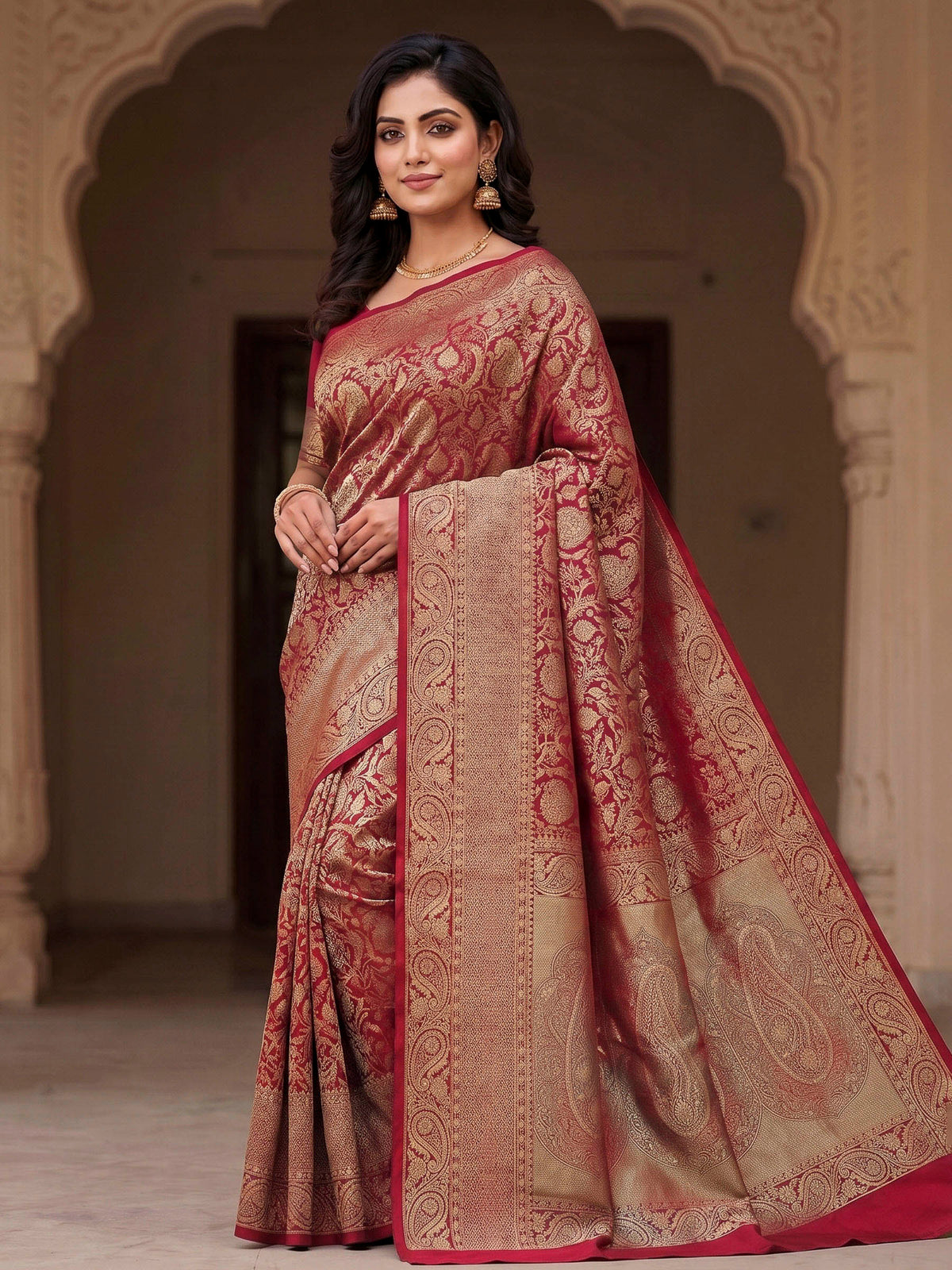Red Woven Design Art Silk Kanjivaram Saree