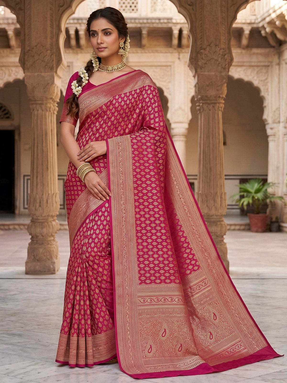 Orange Woven Design Art Silk Kanjivaram Saree