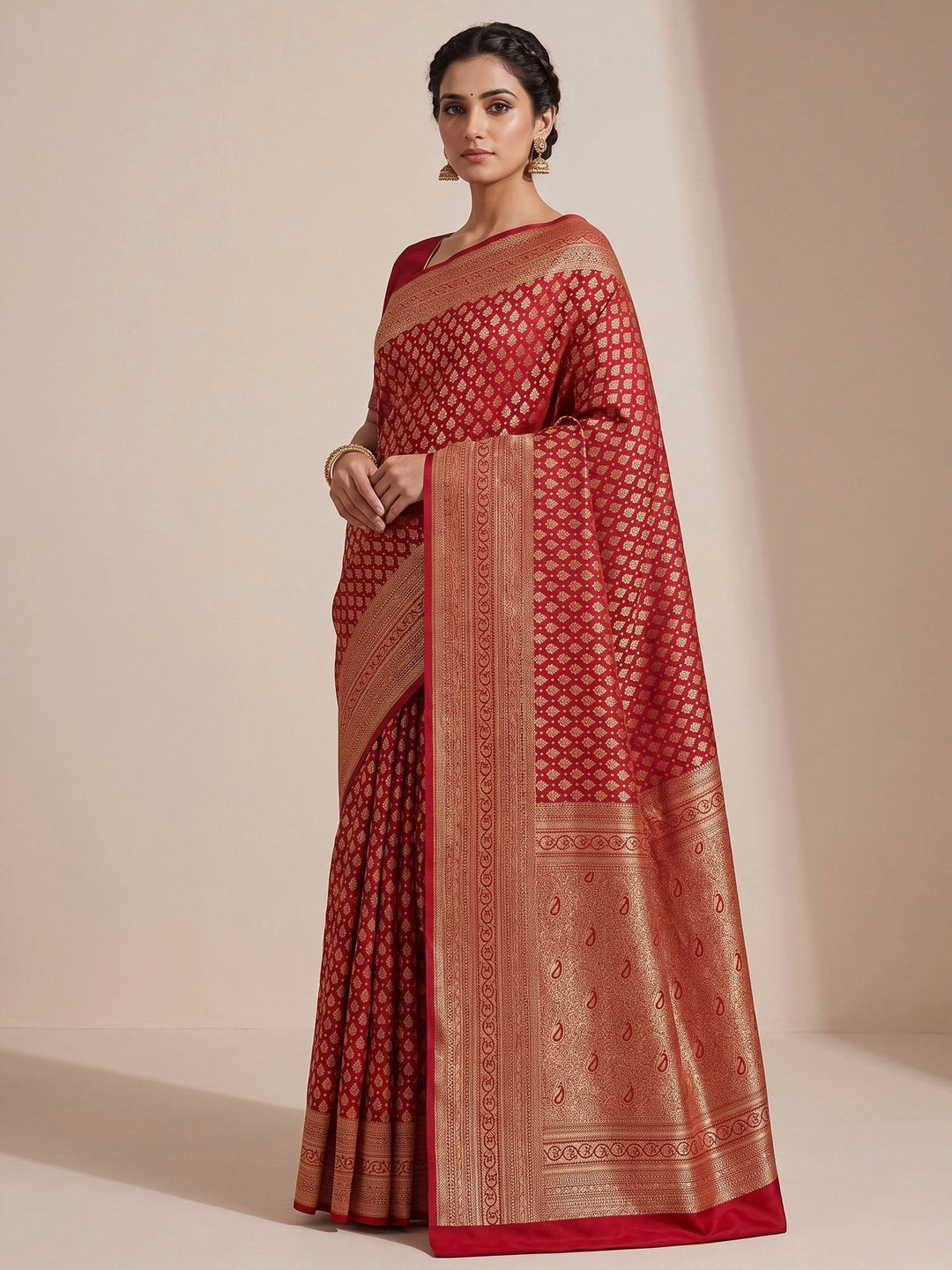 Maroon Woven Design Art Silk Kanjivaram Saree