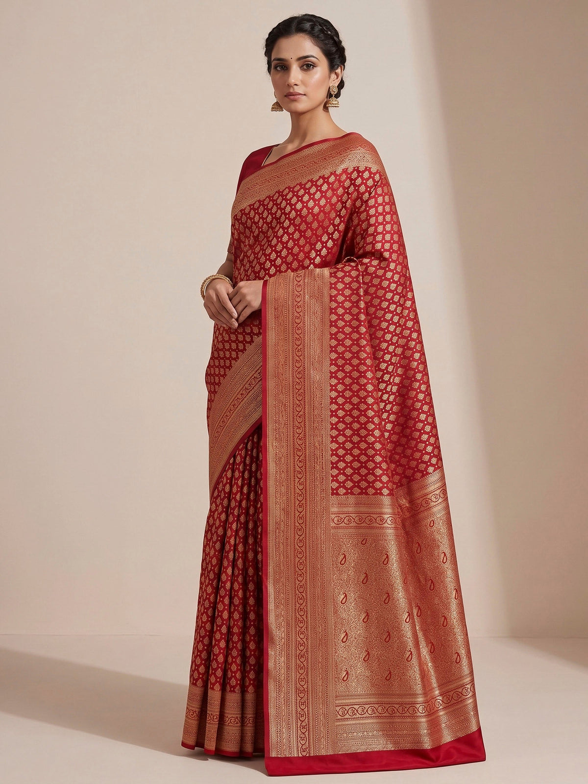 Maroon Woven Design Art Silk Kanjivaram Saree