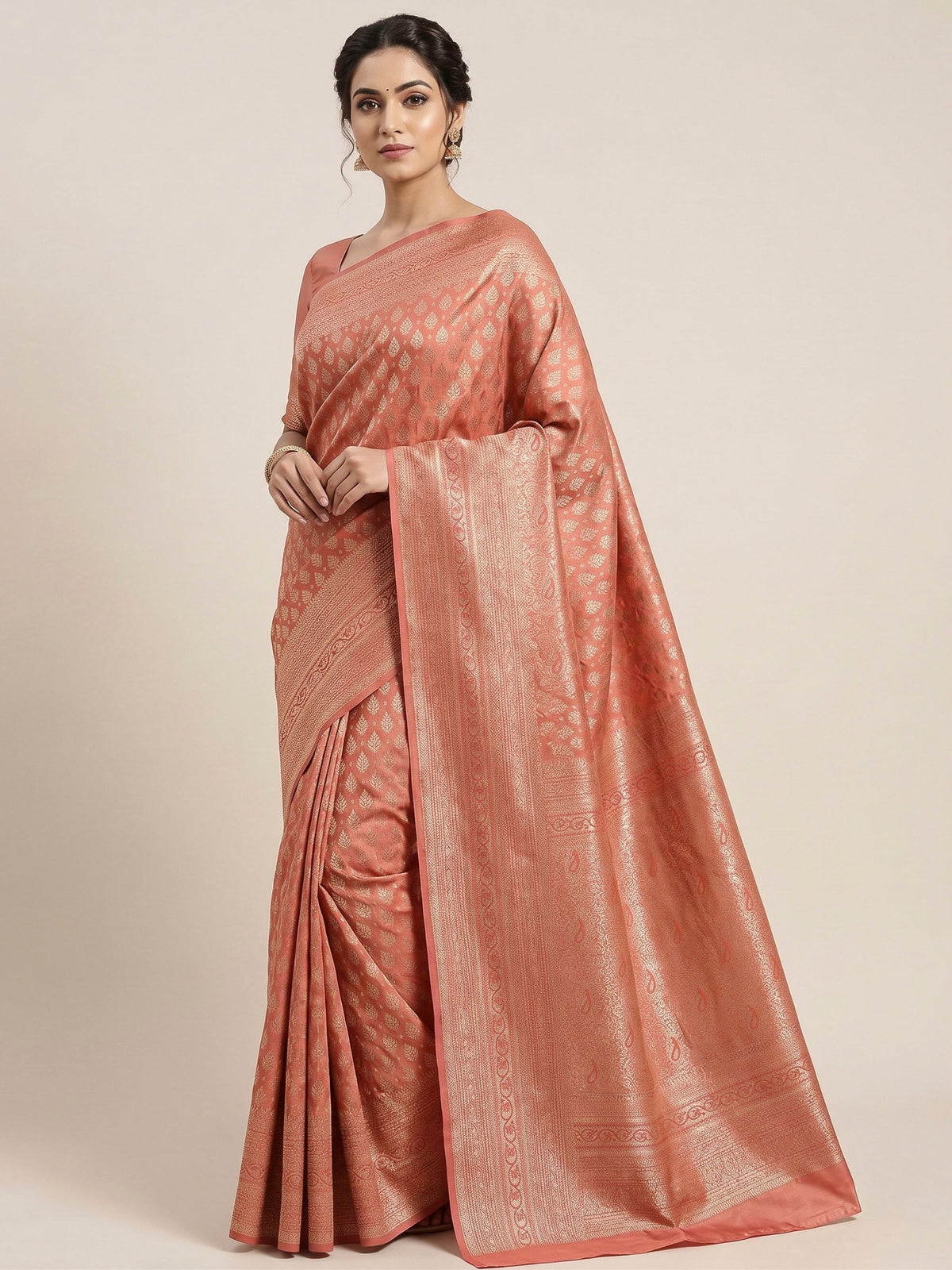 Orange Woven Design Art Silk Kanjivaram Saree