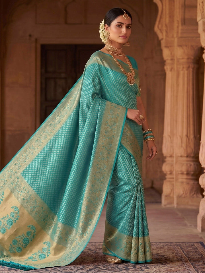 Firozee Woven Design Art Silk Kanjivaram Saree