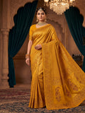 Mustard Woven Design Art Silk Kanjivaram Saree