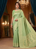 Olive Green Woven Design Art Silk Kanjivaram Saree