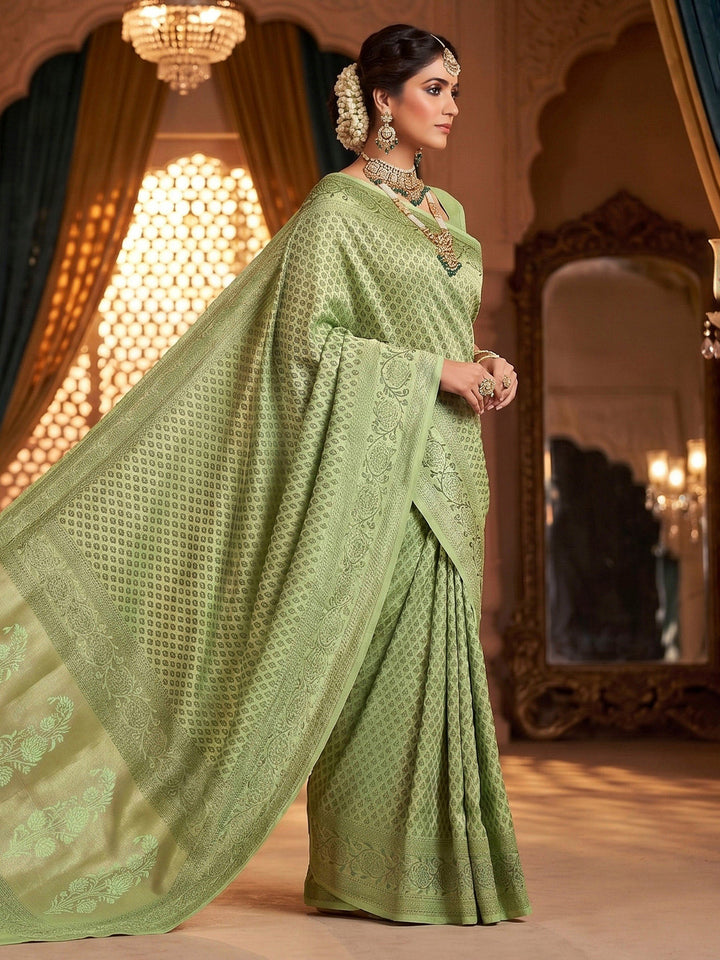 Olive Green Woven Design Art Silk Kanjivaram Saree