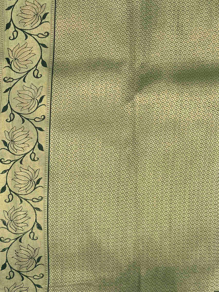Olive Green Woven Design Art Silk Kanjivaram Saree