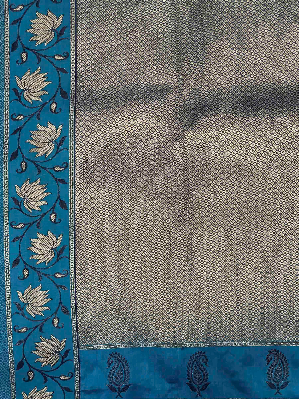 Peacock Blue Woven Design Art Silk Kanjivaram Saree