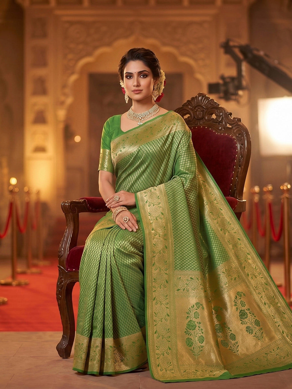 Pista Green Woven Design Art Silk Kanjivaram Saree