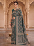 Bottle Green Woven Design Art Silk Kanjivaram Saree