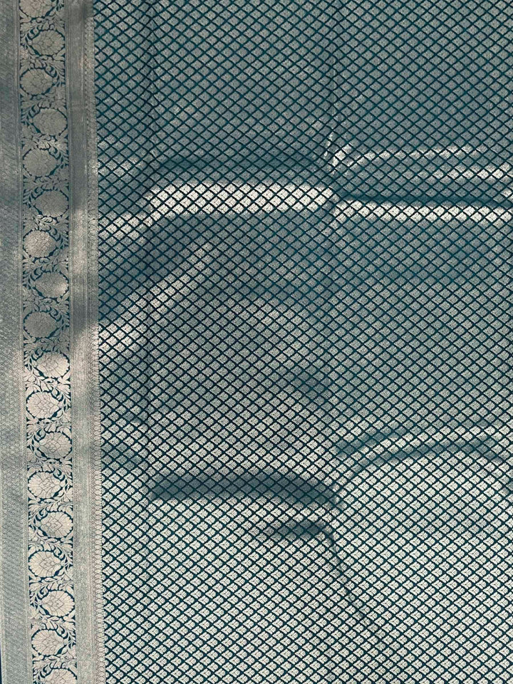 Lake Blue Woven Design Art Silk Kanjivaram Saree