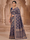 Navy Blue Woven Design Art Silk Kanjivaram Saree