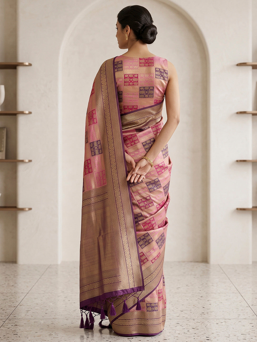 Lavender Art Silk Woven Saree