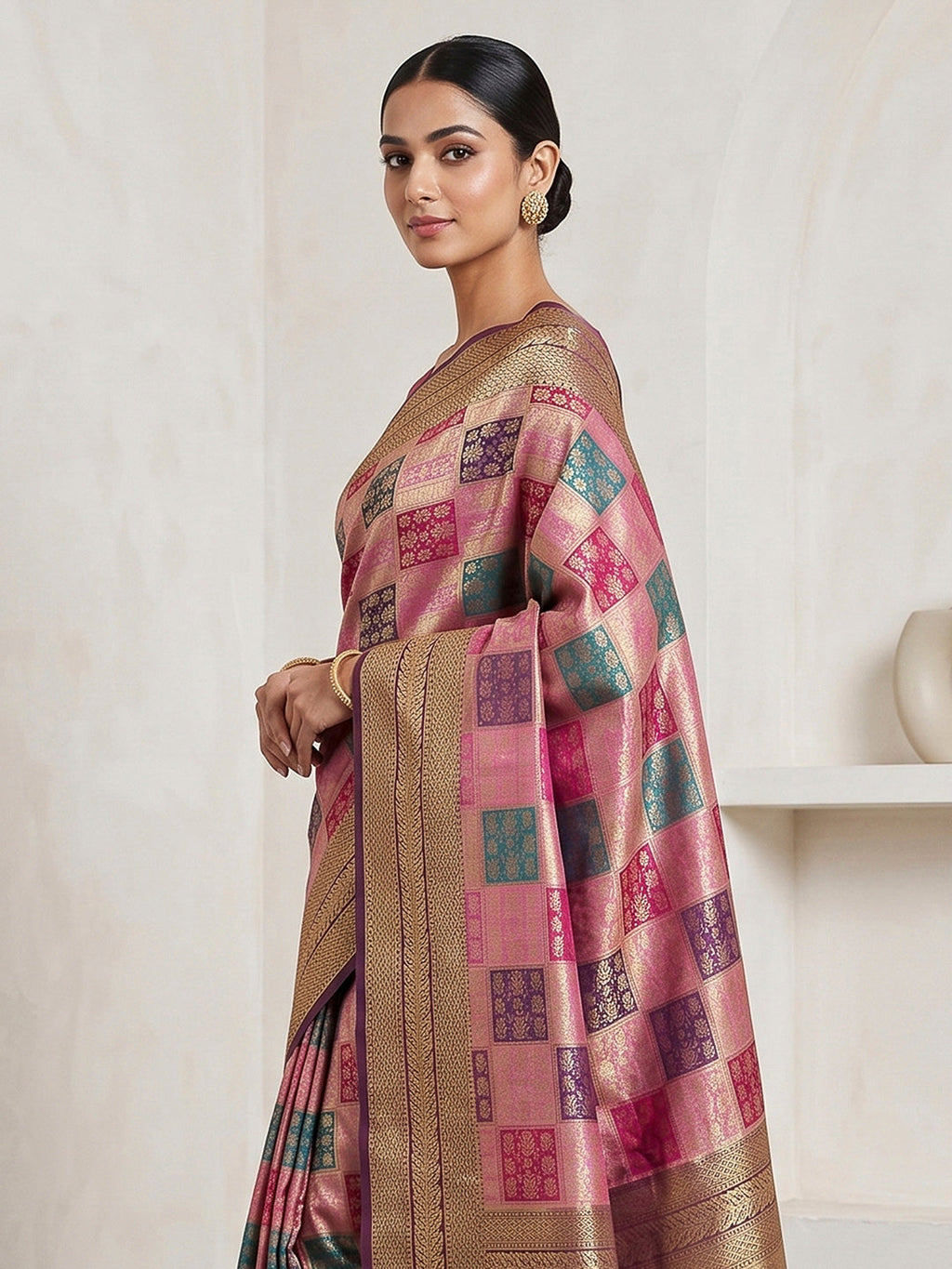 Lavender Art Silk Woven Saree