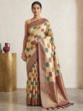 Off-White Art Silk Woven Saree