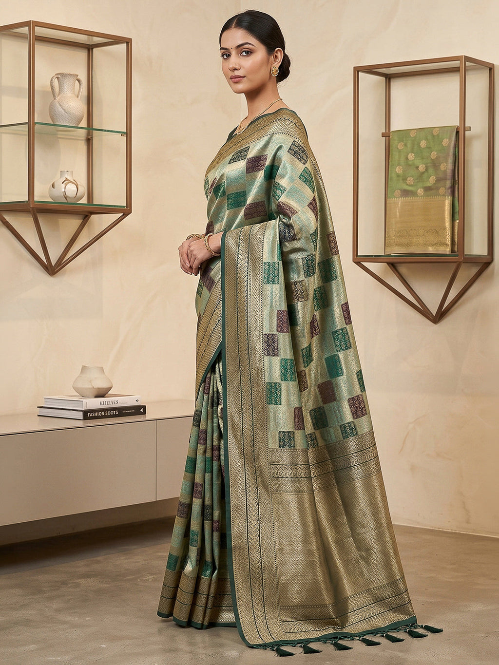 Pista-Green Art Silk Woven Saree