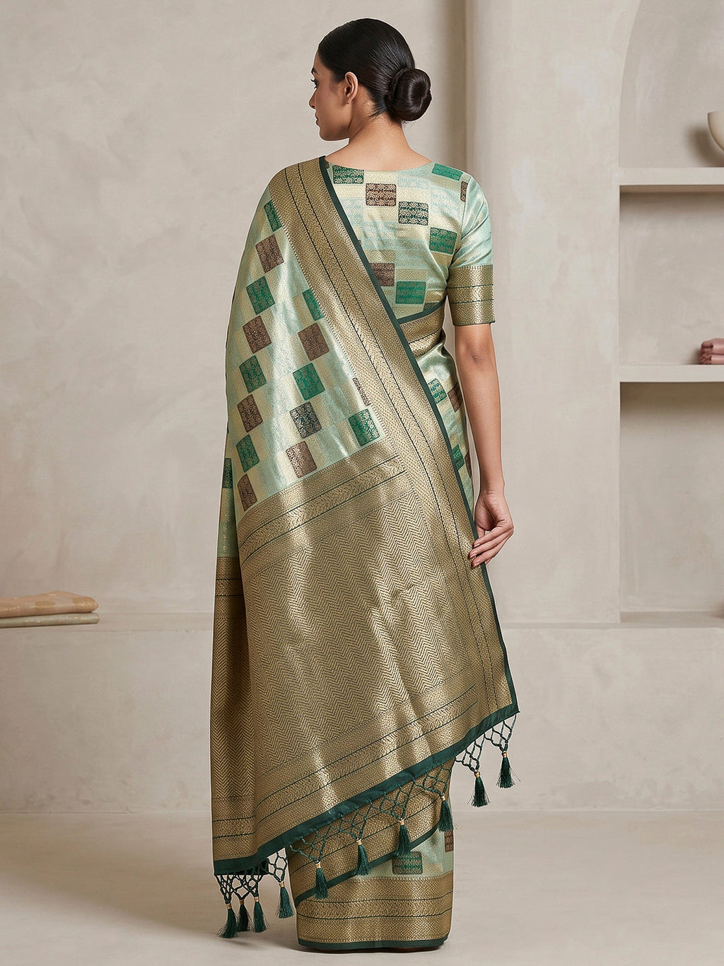 Pista-Green Art Silk Woven Saree