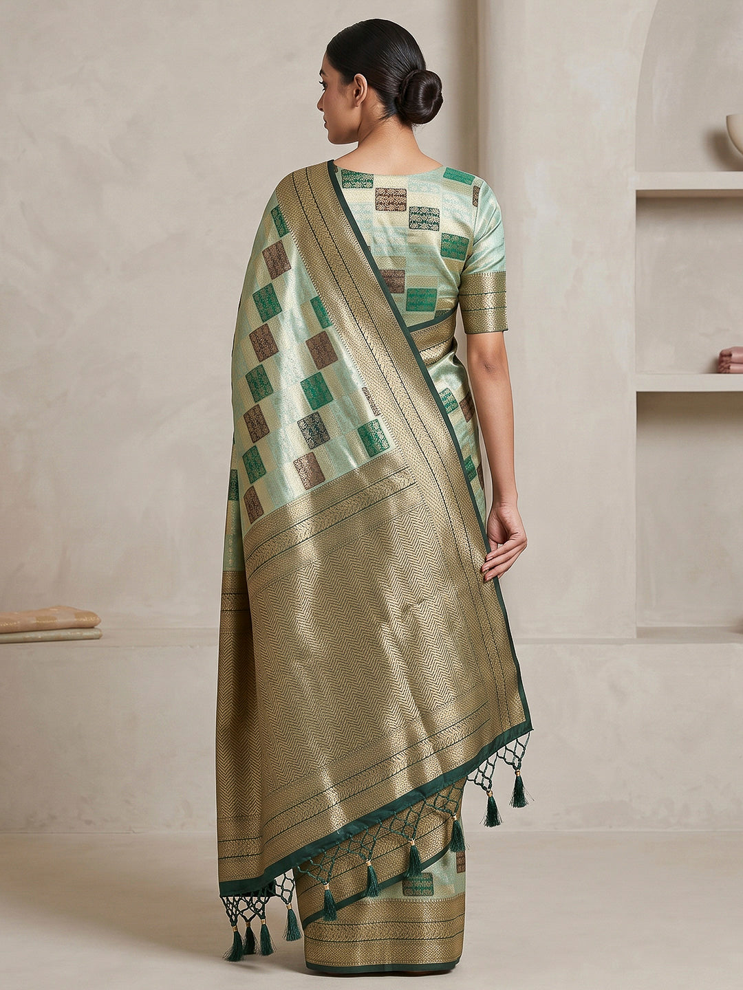 Pista-Green Art Silk Woven Saree