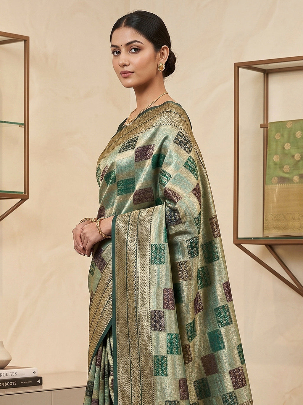 Pista-Green Art Silk Woven Saree