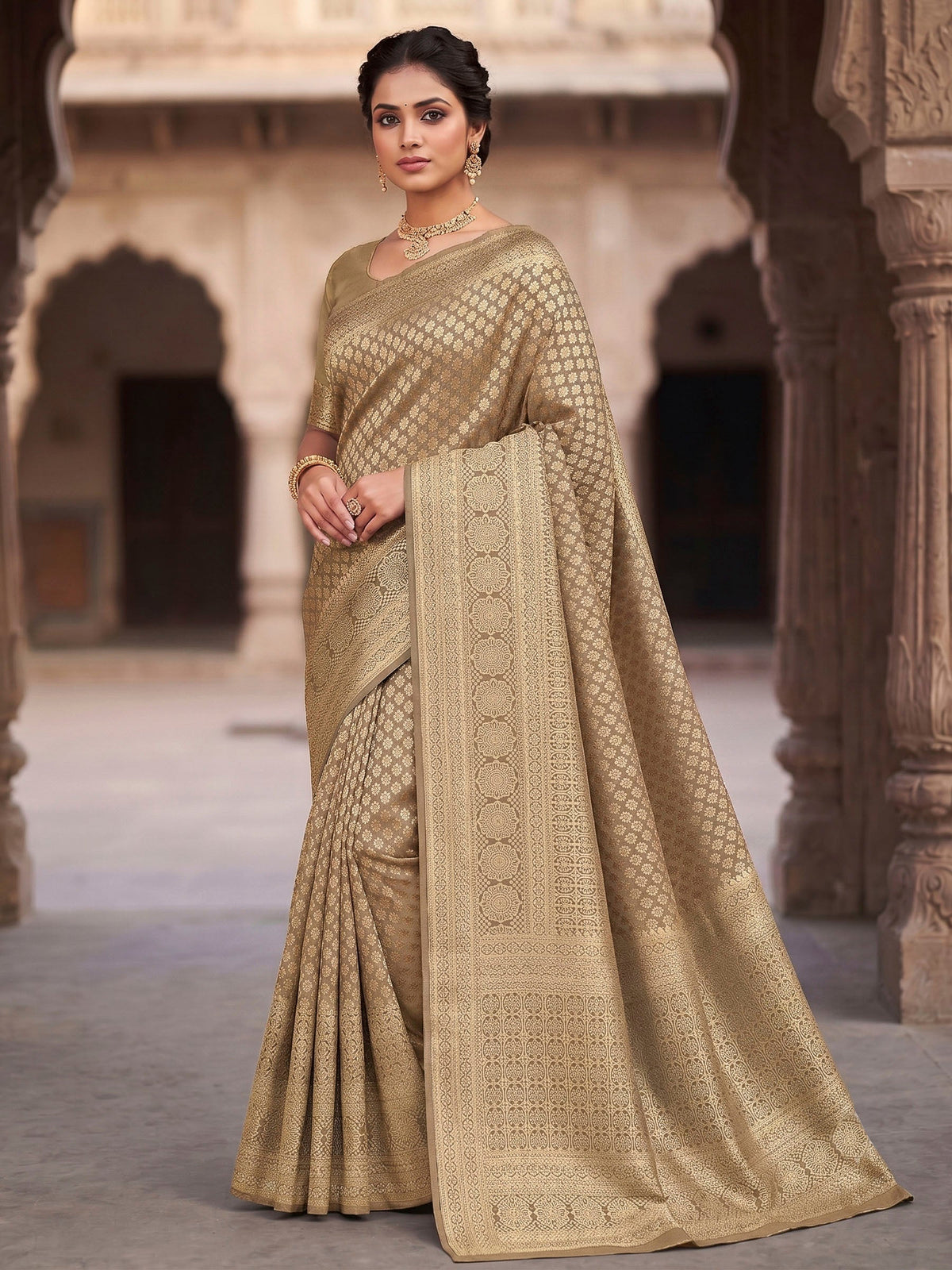 Off White Woven Design Art Silk Kanjivaram Saree