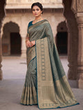 Peacock Blue Woven Design Art Silk Kanjivaram Saree